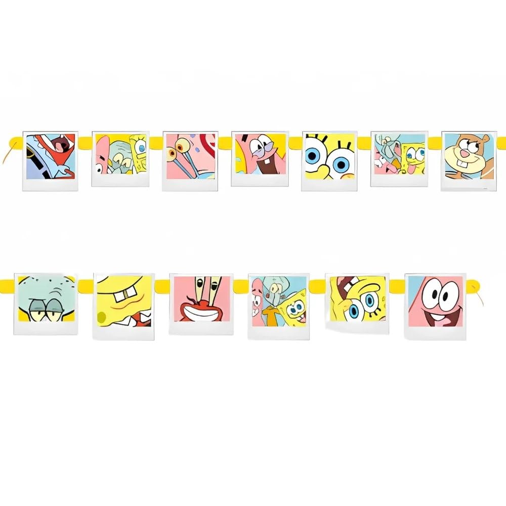 Photo 1 of Unique SpongeBob SquarePants Jointed Banner (1 Pc) - Easy Assembly, Fun & Multicolor Party Decoration for Kids' Parties & Events