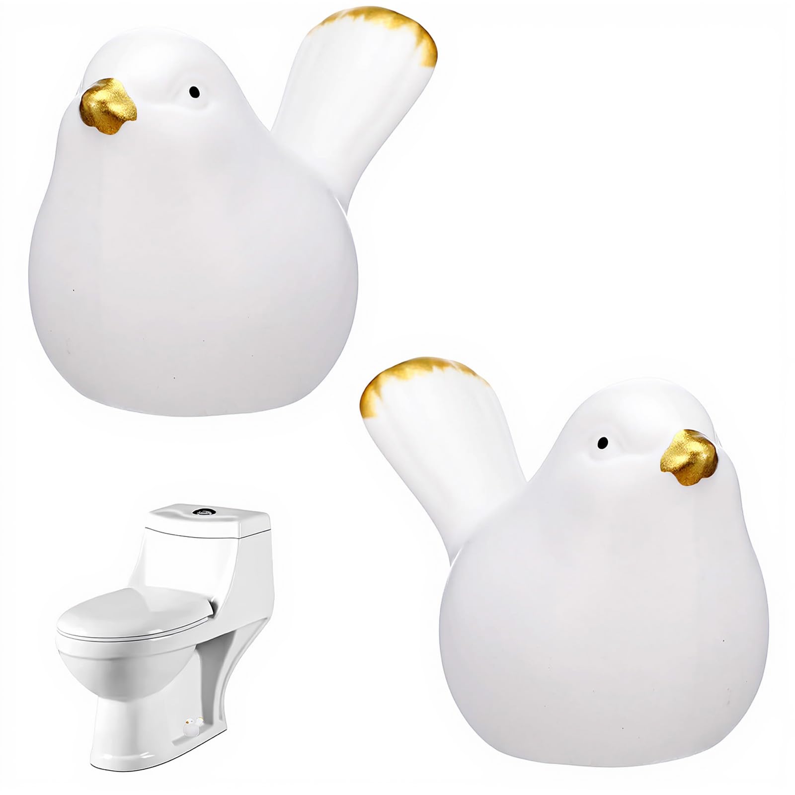 Photo 1 of 2pcs Ceramic Bird Toilet Bolt Covers Decorative Toilet Bolt Caps, Toilet Screw Cover Caps for Bottom of Toilet, Easy Installation Bathroom Replacement Parts for Bathroom Decor