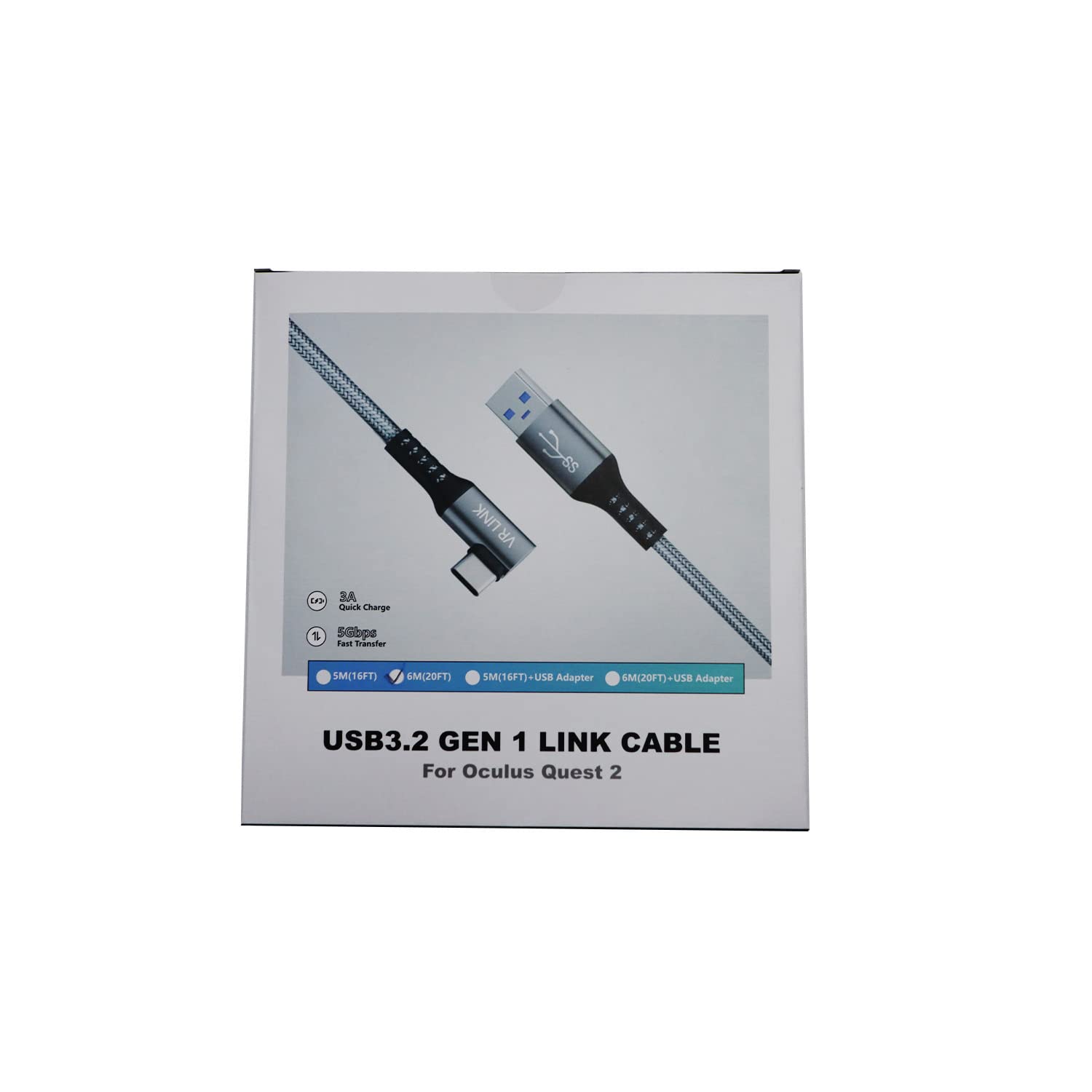 AMVR Link Cable Compatible with Quest 2/1 and PC/Steam VR, 6M Virtual Reality Headset Cable, USB 3.0 Type A to C VR Headset Cable with adapter, High Speed Data Transfer Charging Cord