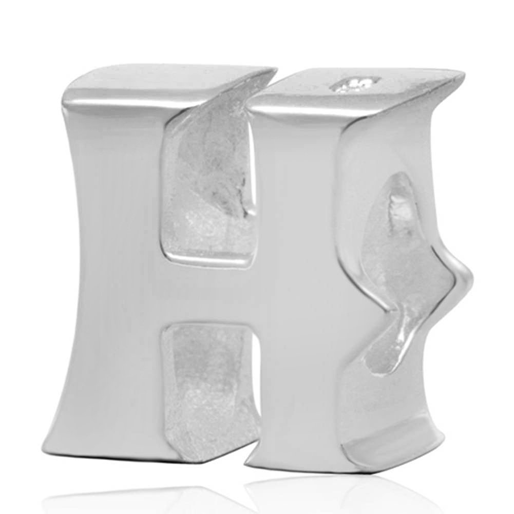 Alphabet Charms 925 Sterling Silver Beads Letter Initial H Charm Anniversary Charm Words Charm fits Pandora Charms Bracelet (H)