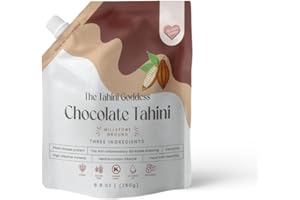 The Tahini Goddess Sugar Free Chocolate Tahini | Kosher Pure Mill Stone Raw Sesame Seeds Paste | Spread and Dips | Healthy Snack | Gluten Free | Vegan | Non GMO | 8.8oz (250gm)
