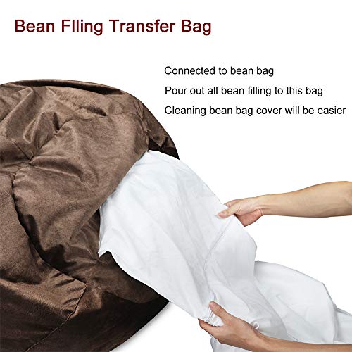 MFTEK Bean Bag Chair Cover Only, Large Washable Memory Foam Furniture Bean Bag Replacement Cover with Wash Bag, Without Bean Filling, 43.3''×43.3''×47.2'' (Chocolate)