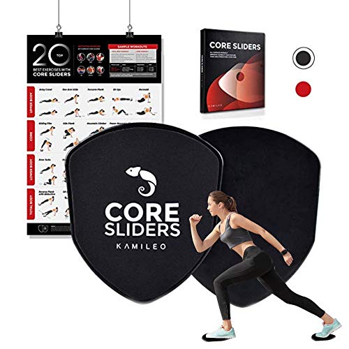 Kamileo-Core-Sliders-2-Pack-Dual-Sided-Exercise-Sliders-with-eBook-Gliding-Discs-Use-on-All-Surfaces-Gliders-Workout-Back-Arms-Legs-Abdomianl-Gym-Home-Travel-Portable-and-Lightweight-Fitness-Sliders