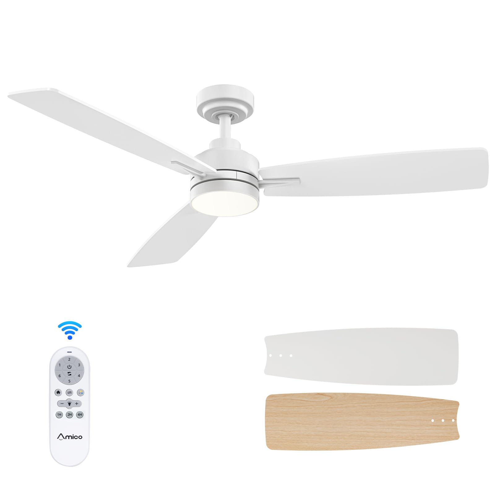 Amico Ceiling Fans with Lights, 52 inch Ceiling fan with Light and ...