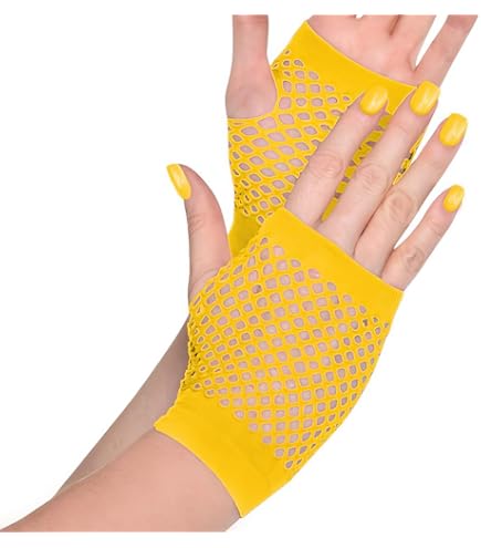 Amazon.com: Stylish Yellow Short Fishnet Gloves (2 Pcs) - One Size