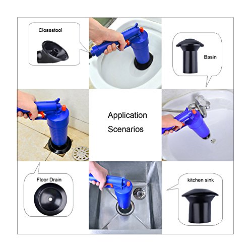 Toilet Plunger Avesfer Drain Blaster Cleaner Gun Air Power Drain Pump High Pressure Powerful Manual Sink Plunger Opener Dredge Tools Cleaner for Bath,Bathroom Shower kitchen Clogged Pipe Bathtub Basin