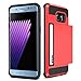 For Galaxy S6 Edge + Plus Case,JOBSS [Card Pocket] Shockproof Dual Protective Shell Rubber Bumper with Card Holder Slot Wallet Case Cover Shell For Samsung Galaxy S6 Edge Plus G928 G9287[Red]