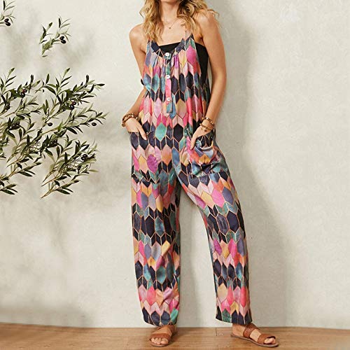 cllios Jumpsuits for Women Summer Casual Sleeveless Jumpsuit Beach Rompers Adjustable Jumpsuit Long Romper with Pockets