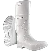 DUNLOP White PVC Plain Toe - Rubber Boots for Men &amp; Women - PVC - Work &amp; Concrete Boots - Waterproof with Tall shaft - Chemical and Slip resistant - White - Size 3-13