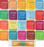 Stash Herbal & Decaf Tea Sampler - 40 Tea Bag, 20 Flavor Assortment - With By The Cup Honey Sticks