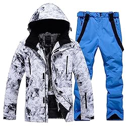 YEEFINE Men's Ski Suit Waterproof Snow Suits Two