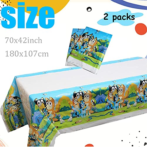 2PCS Bluey Tablecloth Birthday Party Supplies, Bluey Theme Tablecloth