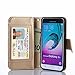 TabPow Galaxy J3 Case, 10 Card Slot - [ID Slot] Wallet Folio PU Leather Case Cover with Detachable Magnetic Hard Case for Samsung Galaxy J3 (2016)/ Express Prime/Amp Prime - Glitter Gold