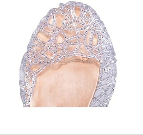 Global tesco Womens Crystal Glitter Plastic Jelly Hollowed Flat Sandals Beach Pumps Shoes