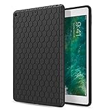 MoKo Case for iPad 2017 9.7 Inch - [Honey Comb Series] Light Weight Shock Proof Soft Silicone Back Cover [Kids Friendly] for Apple New iPad 9.7 Inch (2017 Release, 5th Gen), BLACK