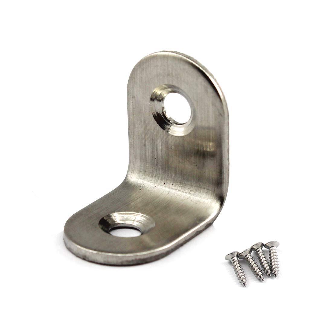 (30 Pieces) 20x20x2mm Angle Connector Corner Brackets (Thickness 2mm) Stainless Steel L Shape Brace Brackets with Screws