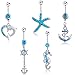 Power Wing Belly Button Rings Dangle Sexy for Women,Navel Rings Set Surgical Steel Barbell Jewelry (Blue-set)