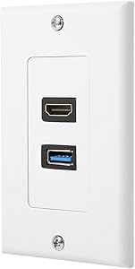 HDMI and USB 3.0 Wall Plate HDMI Wall Charger Outlet Mount Socket Face Plate Panel Cover,White