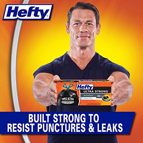 Hefty Ultra Strong Multipurpose Large Trash Bags, Black, Unscented, 30