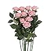 famibay 10pcs Artificial Flowers Rose Bouquets Vantage Fake Silk Rose Flowers with Leaf and Plastic Stem for Home Wedding Party Mother's Day Garden Hotel Decoration Pink