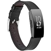 Nigaee Genuine Leather Bands Compatible with Fitbit Inspire 3/Inspire 2/Inspire HR/Inspire,Soft Sport Straps Adjustable Replacement Wristbands for Women Men