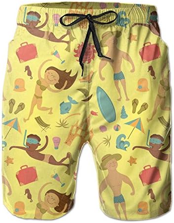 KKZOQ Beach Vacation Basic Swim Trunk Printed Beach Shorts For Men Funny Sports Pants