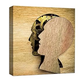 Canvas Wall Art Abstract Gear Brain Painting Artwork for Home Prints Framed - 12x12 inches