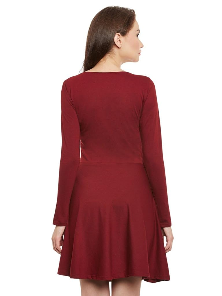 miss chase womens maroon skater dress