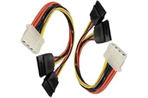 2Pack 4 Pin IDE Molex to Dual SATA Power Y-Cable Adapter 8.67 Inches
