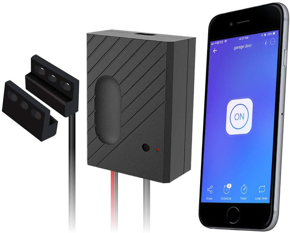 EACHEN Controlador de Puerta de Garaje WiFi funciona con Alexa/Google Home/Ewelink APP/IFTTT, Controle la Puerta de su Garaje desde cualquier parte del mundo