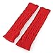 Pair Lady Braided Knitted Crochet Long Soft Arm Fingerless Winter Warmer Gloves Red