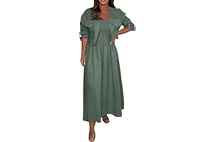 Cotton Linen Outfits Mother of The Bride Dress with Jacket for Women 2 Piece Wedding Guest Dresses Casual Loose Sets