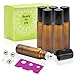 Pack of 6, 10ml Amber Glass Roll On Bottles With Stainless Steel Roller Ball for Essential Oil, Aromatherapy by Mavogel - 3 Extra Stainless Steel Ball and 1 Essential Oils Opener Included