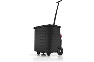 reisenthel carrycruiser glossy dots black - Portable shopping trolley with sturdy aluminum frame, shoulder strap and removable mesh inner bag -water-repellent