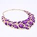 African Beads Jewelry Sets Women Bridal Crystal Statement Necklace Earring Jewelry Sets (Purple)