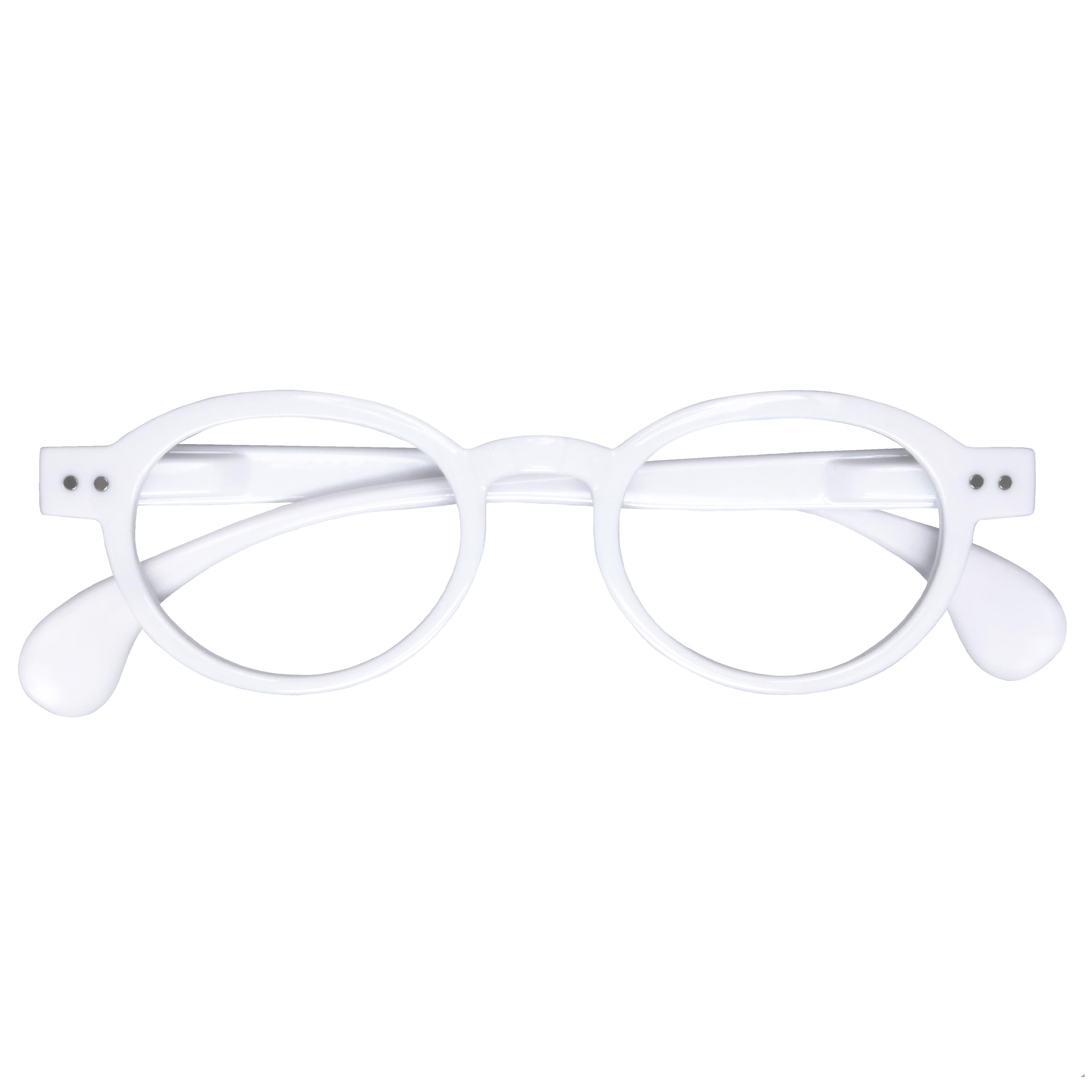 OPULIZE OCA Reading Glasses - Modern Retro Round Frame - Shiny White - Mens Womens - Spring Hinges - R54-W - +1.50