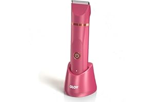 OLOV Electric Body Hair Trimmer - Groin Trimmer for Men - Bikini Trimmer Women - Wet/Dry Shaver Groomer, Replaceable Ceramic Blade Heads, USB Recharge Dock, Waterproof Hygiene Razor, Red