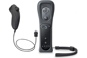 OSTENT 2 in 1 Remote Controller Built in Motion Plus + Nunchuk for Nintendo Wii Game Color Black