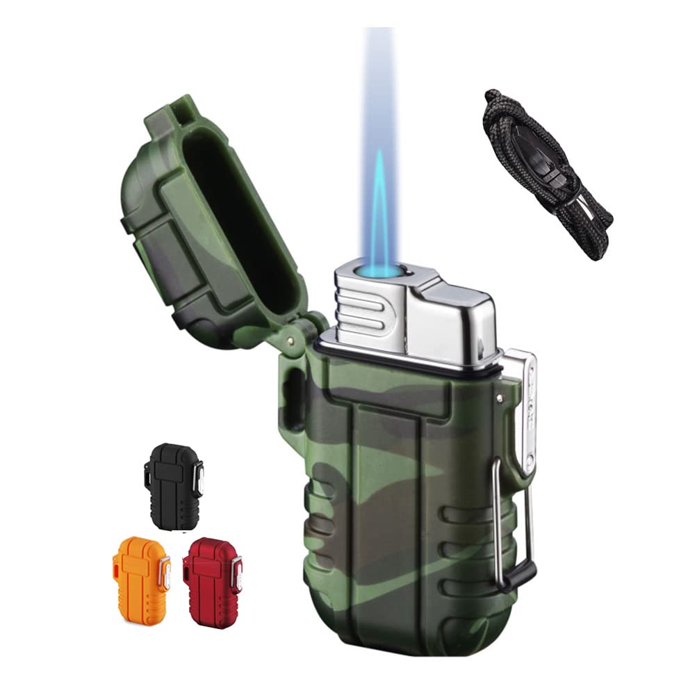 BTXYM Torch Lighters, Refillable Mini Butane Lighter with Safety Lock, Waterproof and Windproof, Adjustable Jet Flame, Gift Box, Camouflage