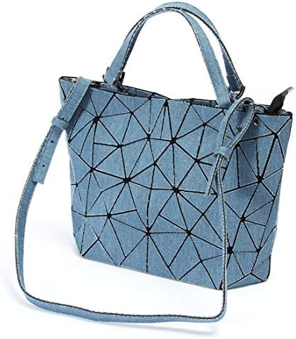 KAISIBO Blue Geometry Fashion Geometric Purse Qulited strap Handbag for female (cowboy)