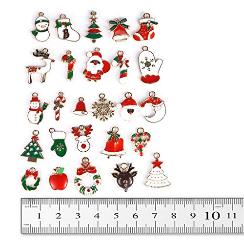 LANBEIDE 52PCS Christmas Charm Pendant for Necklace Bracelet Earrings Enamel Charms for Jewelry Making Crafting Decoration - Thumbnail 6