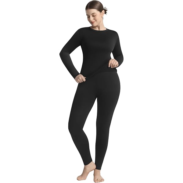 Milanano Ropa Interior Térmica Para Mujer, Pantalones Largos Con Levantamiento De Glúteos, Control De Abdomen, Ropa De Descanso, Ropa De Dormir Cálida Y Acogedora, Negro