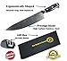 Professional Sharp Chef Knife 8 Inch Blade, Wooden Ergonomic Handle, High Carbon German Stainless Steel with Japanese Damascus Decoration. Bonus – Sharpener +eBook Foreign Dishes, Moller’s Factory