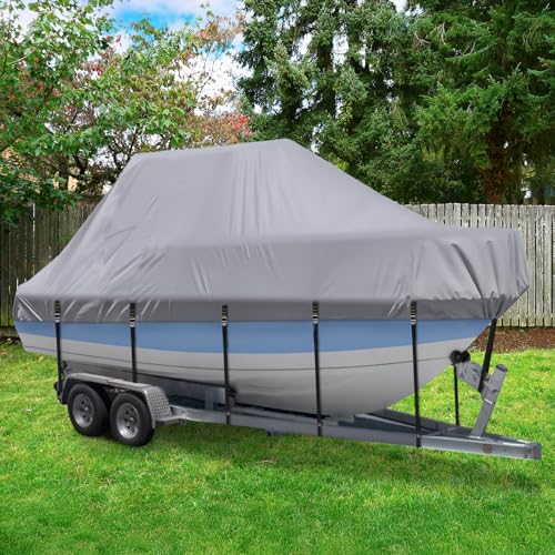 Seapisode Boat Cover Waterproof 900D Marine Grade, Center Console Boat Covers with Heavy Duty Buckles, T Top Boat Cover UV Resistant with Storage Bag, Boat Covers 20-22 ft, Beam Width Up to 106", Gray at Amazon