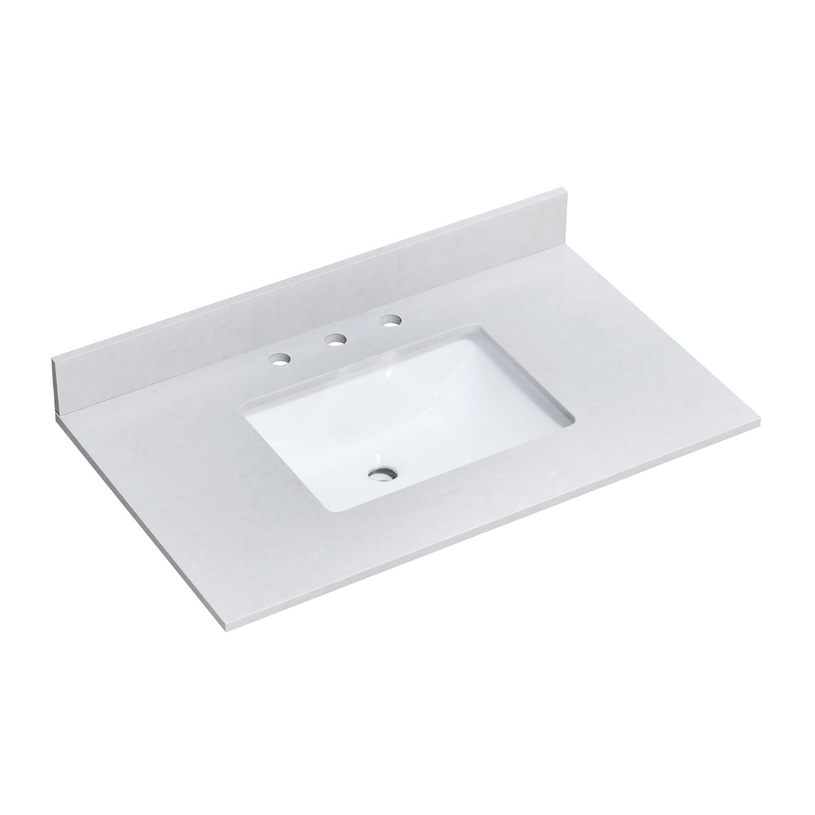 Photo 1 of LOCALAND Gray Vanity Sink Top, 36 Inch Engineered Stone Vanity Top with Sink, 8 Inch Widespread Faucet Holes with Center Sink Countertop, Modern Vanity Top with 4” Height Backsplash