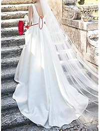 Vanessawedding Vestidos de novia imperio de satén con cuello en V profundo y sexy para novia 2019 Una línea Vestidos de novia Princesa