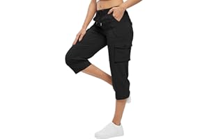 TBMPOY Womens Cargo Capris Lightweight Hiking Pants 6 Pockets Quick Dry Casual Outdoor Trip Loose Shorts Cropped Cotton