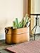 Plow & Hearth Vintage-Style Antique Copper Galvanized Steel Firewood Bucket with Wrought Iron Handles | Decorative | Log Storage | Organizer | 21.75