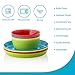 16 Piece Kids Eating Ware Set - 8 Plates and 8 Bowls in Fun Bright Colors for Toddlers and Kids - BPA Free Food Safe Material