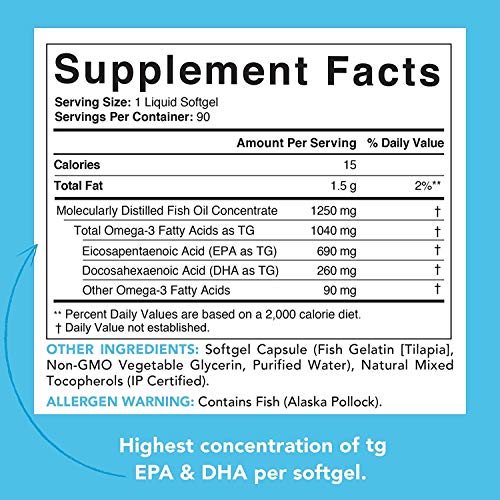 Omega-3 Wild Alaskan Fish Oil (1250mg per Capsule) with ...